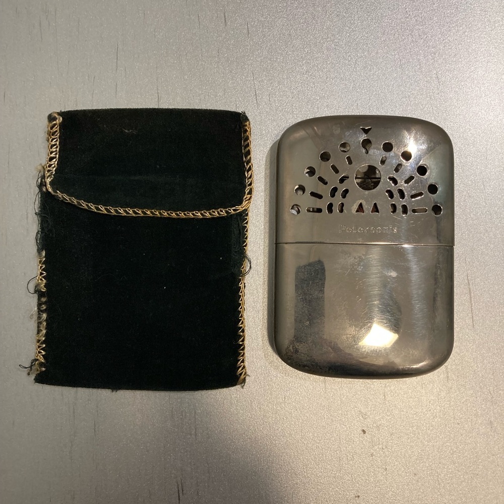 Vintage Peterson’s Peacock chrome pocket hand warmer 1940’s